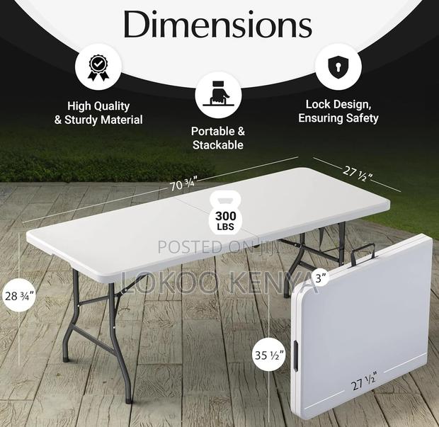 Dining Table; Lightweight Plastic Folding Outdoor-Dining Table - thumbnail 14