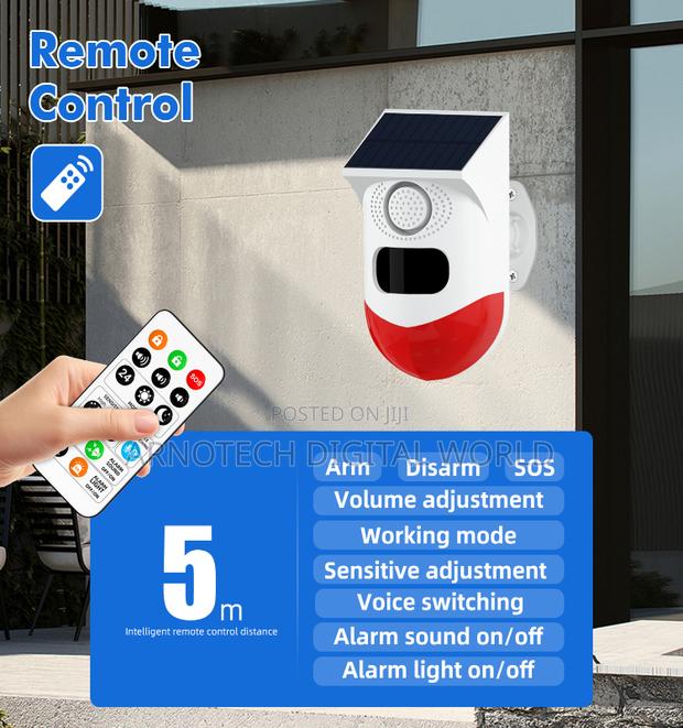 Wireless Infrared Motion Sensor Detector Strobe Siren Solar Alarm - thumbnail 3