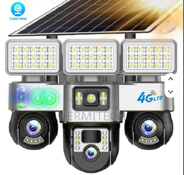 Triple Lens Solar Powered 4g Wifi Enabled CCTV Camera