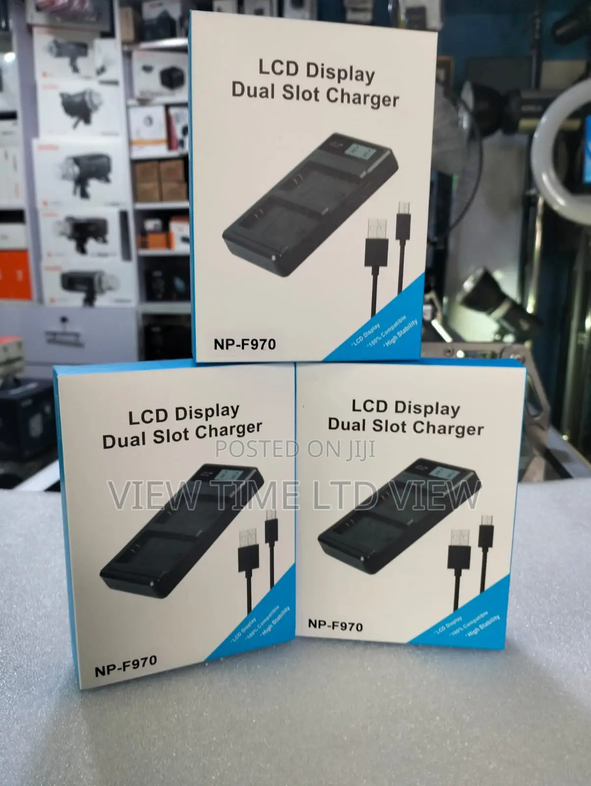 LCD Display Dual Slot Charger for Np-F970