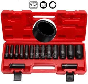 15 Pc, 1/2'' Dr, Deep Impact Sockets, Heavy Duty, 12 Pt (Spline) 10-32