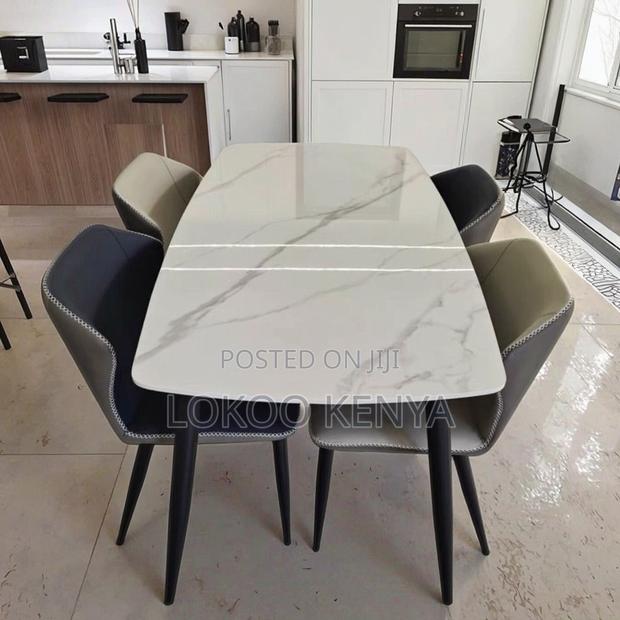 Dining Table ; Glossy Marble Top Dining Table