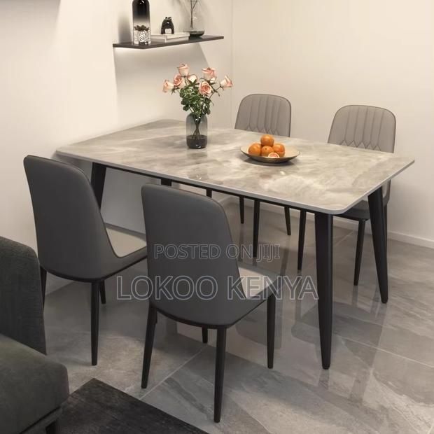 Dining Table ; Glossy Marble Top Dining Table - thumbnail 6