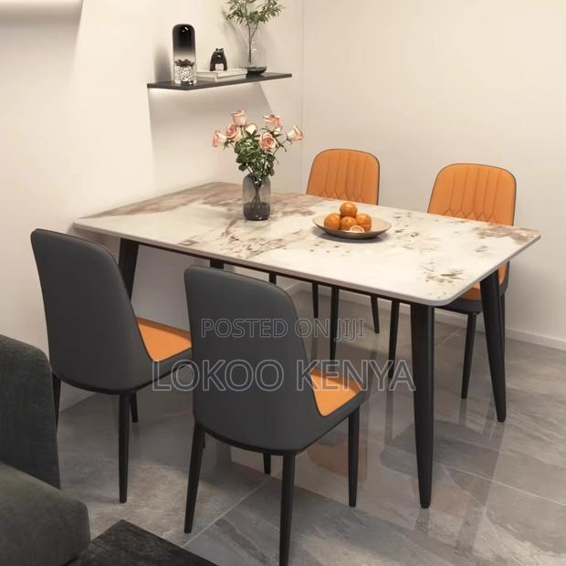 Dining Table ; Glossy Marble Top Dining Table - thumbnail 7