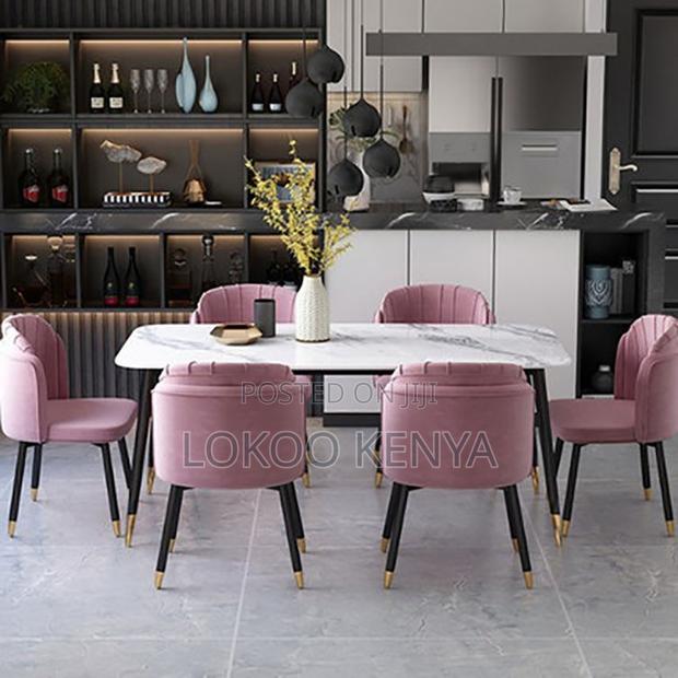 Dining Table ; Glossy Marble Top Dining Table - thumbnail 8