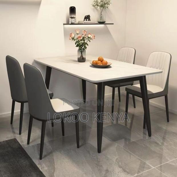 Dining Table ; Glossy Marble Top Dining Table - thumbnail 9