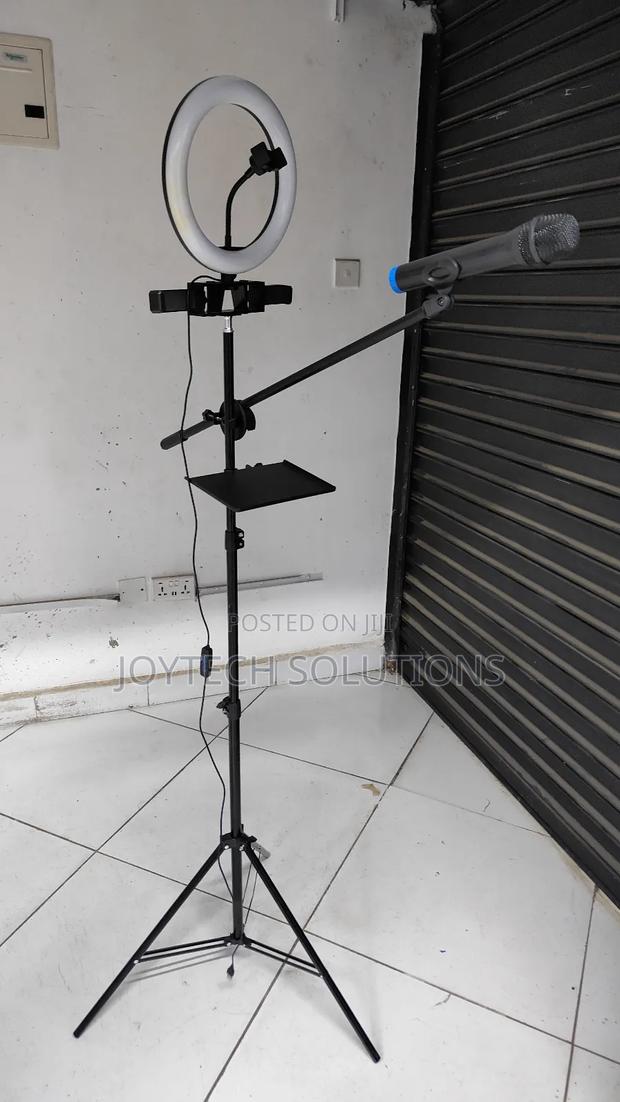 Microphone Advanced Stand ( With Ringlight ) Dual Phone Holder - main view