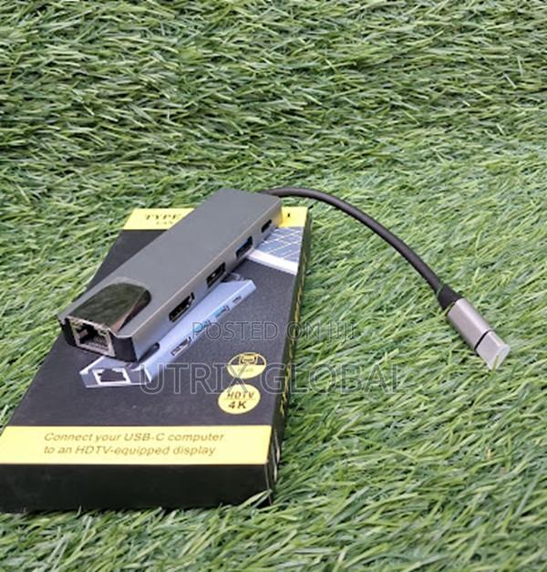 Usb C To Hdmi Lan Adapter With Extra Usb Ports - main view