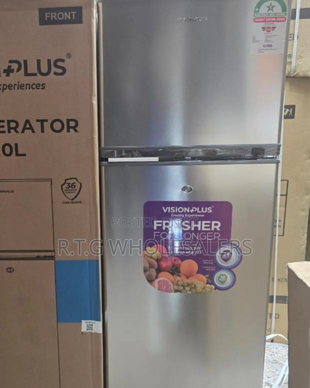 Vision 220 Litres Double Door Fridge – Silver Finish - main view