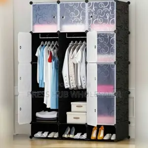 Portable 3-Column Plastic Wardrobe