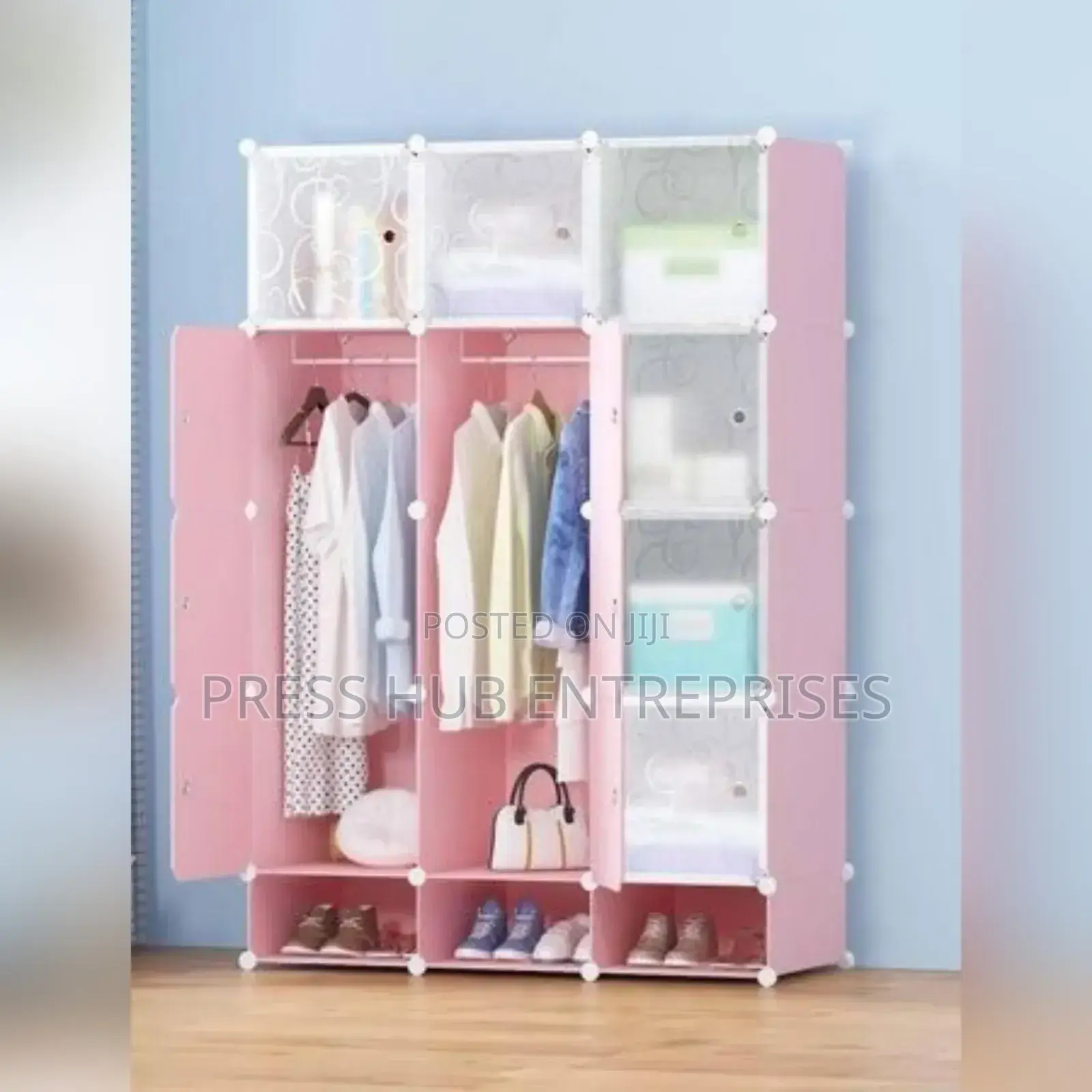 Portable 3-Column Plastic Wardrobe