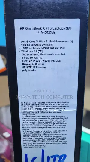 New Laptop HP OmniBook X Flip 14" 16GB Intel Core Ultra 7 SSD 1T