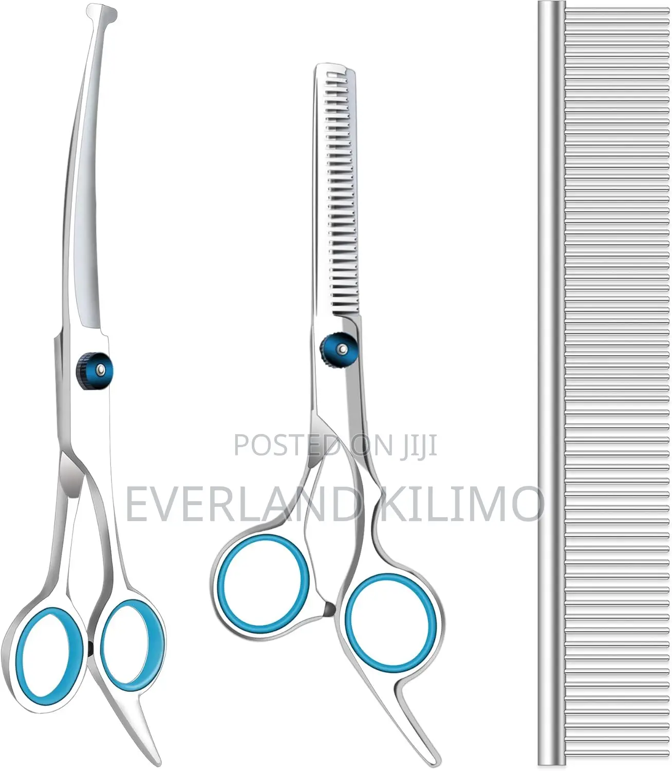 Grooming Set Kit With Comb,Serrated And Curved Scissor.