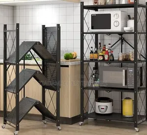 Saving 5-Layer Foldable Kitchen Organizer With Wheels – 71×34×160cm