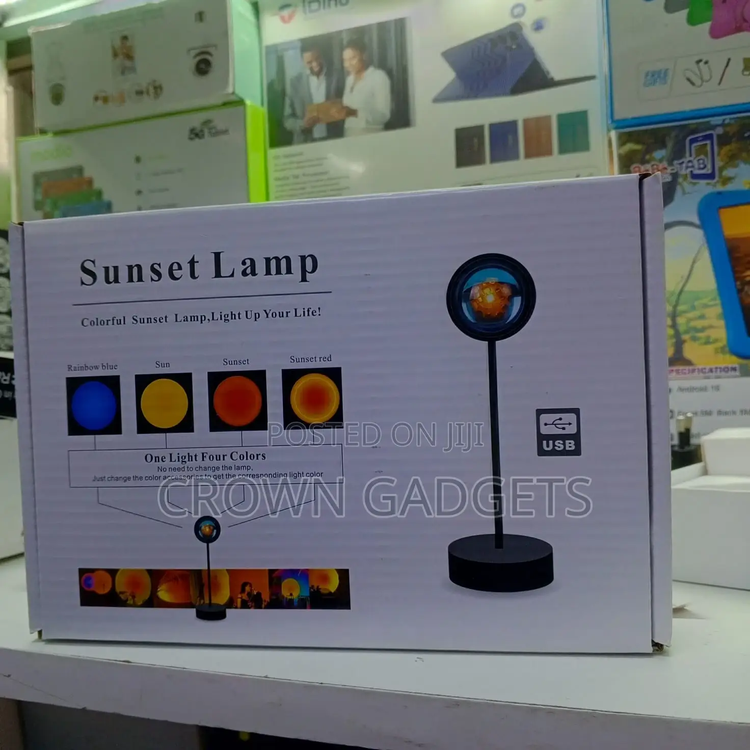 Usb Sunset Lamp With Rainbow, Sun Red Light Effects