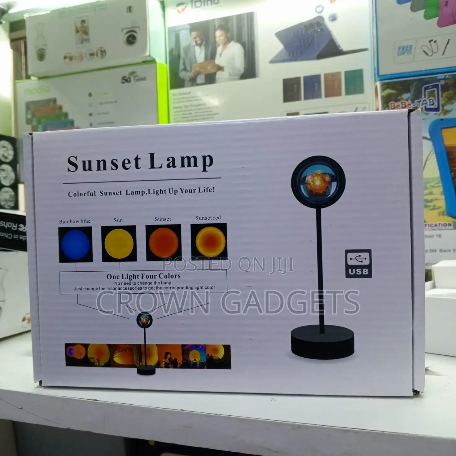 Usb Sunset Lamp With Rainbow, Sun Red Light Effects