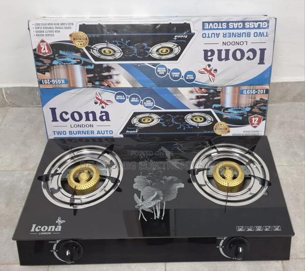 Icona 2 Burner Gas Stove Glass Top Cooker