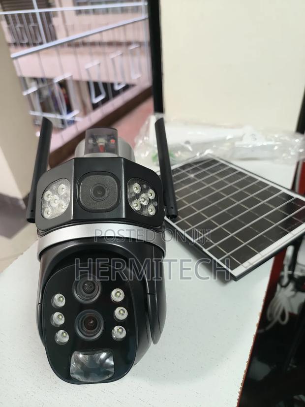 Triple Lens 4g Solar Powered PTZ CCTV Camera With Alarm Siren