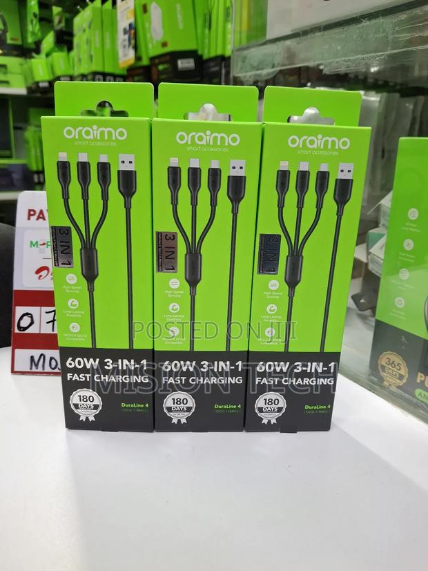 Oraimo Duraline 4 60w 3-in-1 Fast Charging Cable *