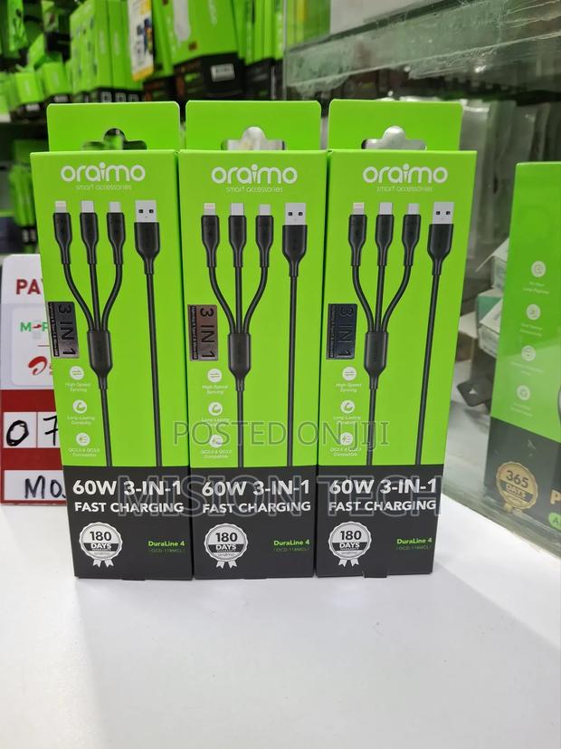 Oraimo Duraline 4 60w 3-in-1 Fast Charging Cable ** - thumbnail 2