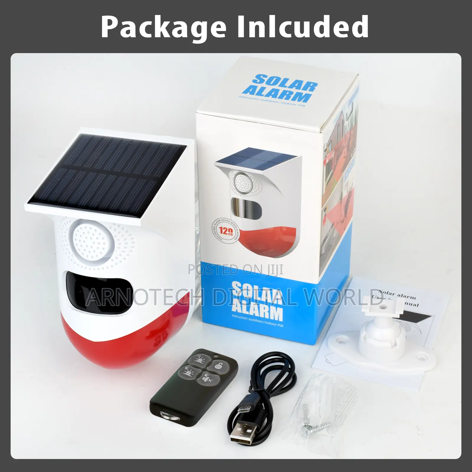 Strobe Light Sound Alarm With Remote Solar Security System