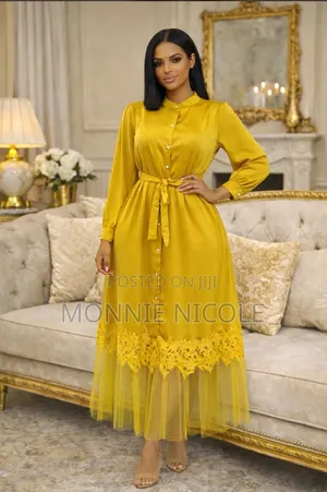 Elegant Mustard Long Shirt Dress