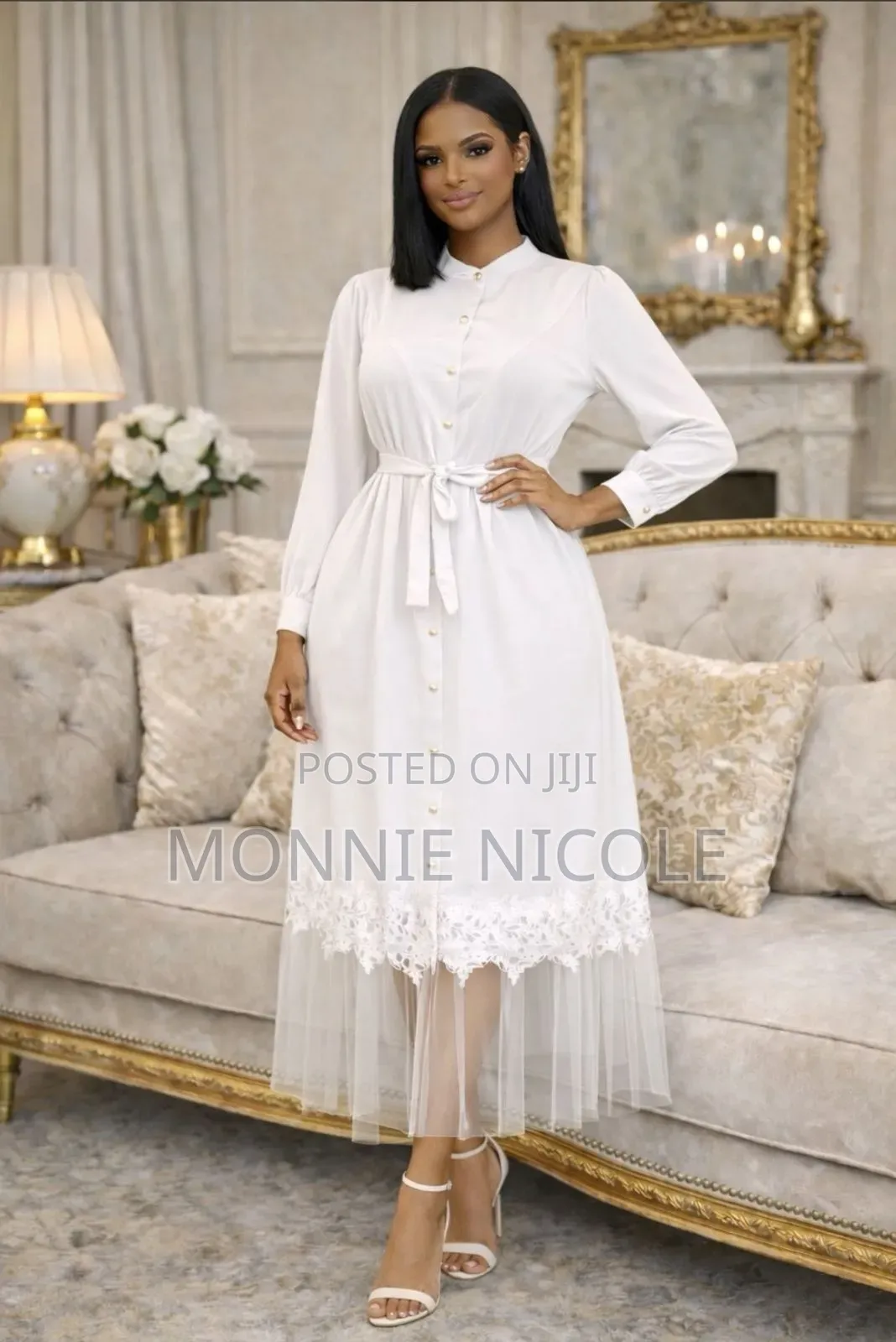 Stylish White Shirt Long Dress