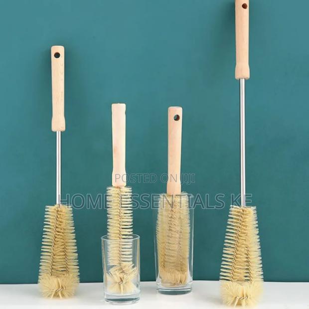 *4 Pcs Long Wooden Handle Bottle Cleaning Brushes