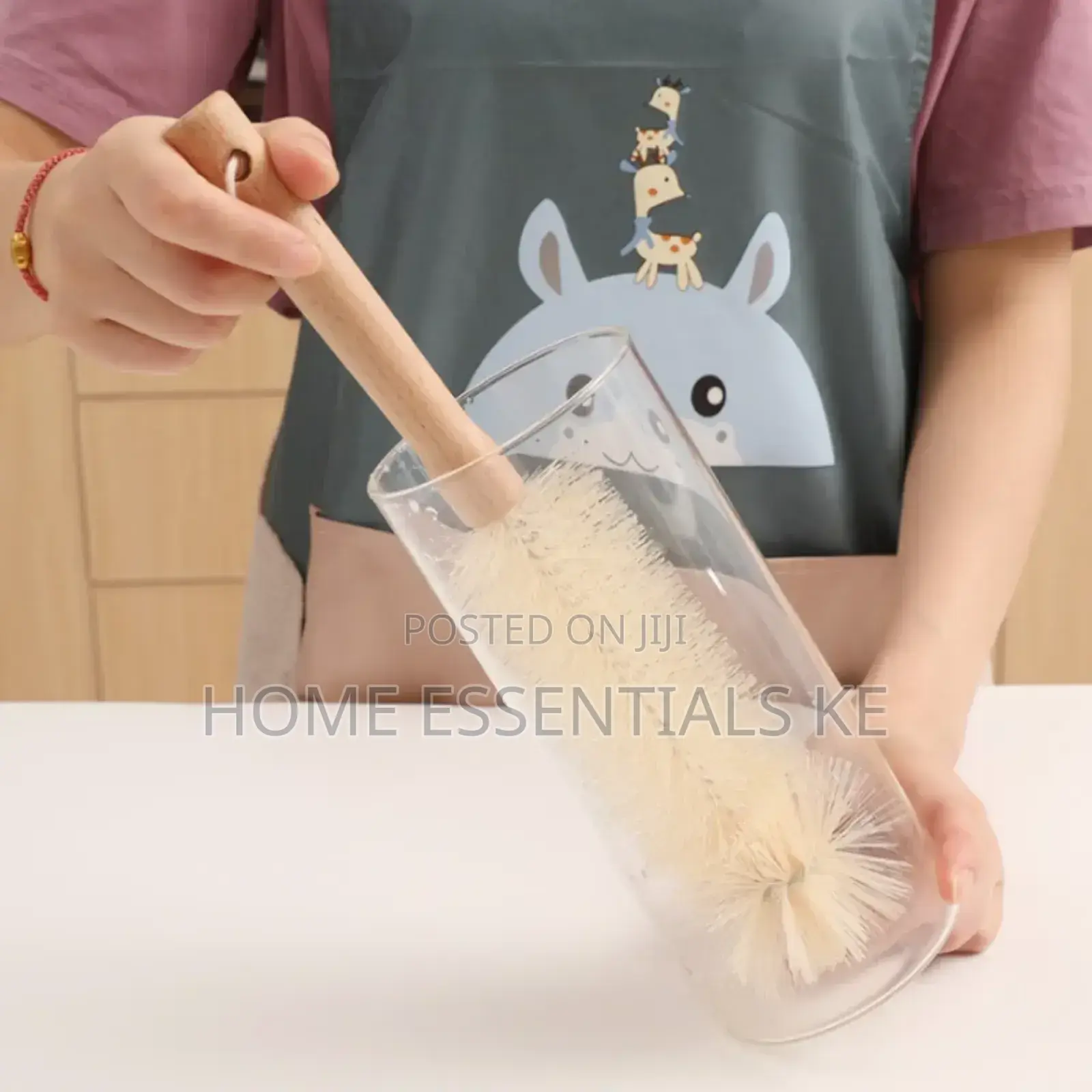 *4 Pcs Long Wooden Handle Bottle Cleaning Brushes