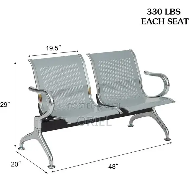 Office Benches; Stylish Compact 2-Seater Reception Bench