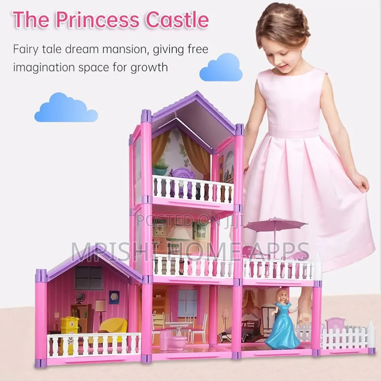162pcs Doll House With Furniture