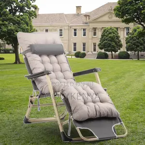 Home Chair; Fabric Folding Garden Chair With High-density Cushion