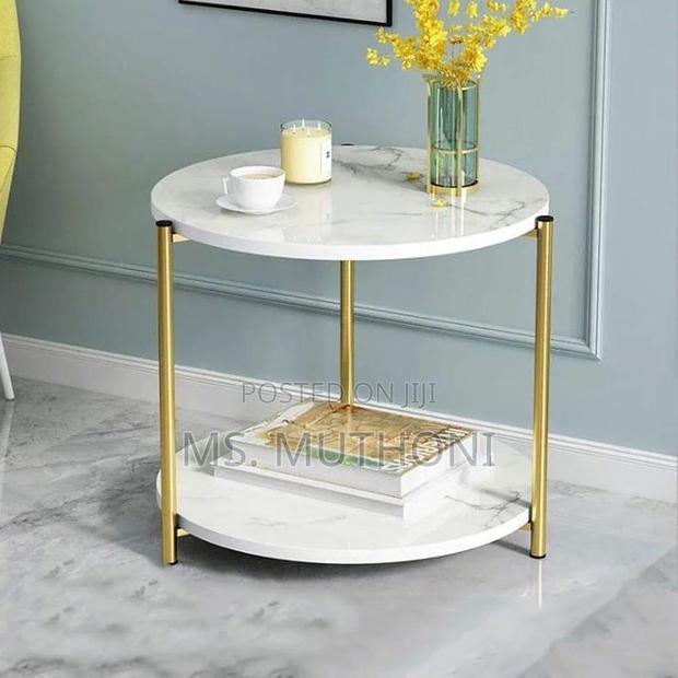 Glass Top Marble Textured Side Stool - main view