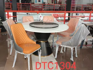 Executive Round Marble Glass Top Six Sitter Dinning Table