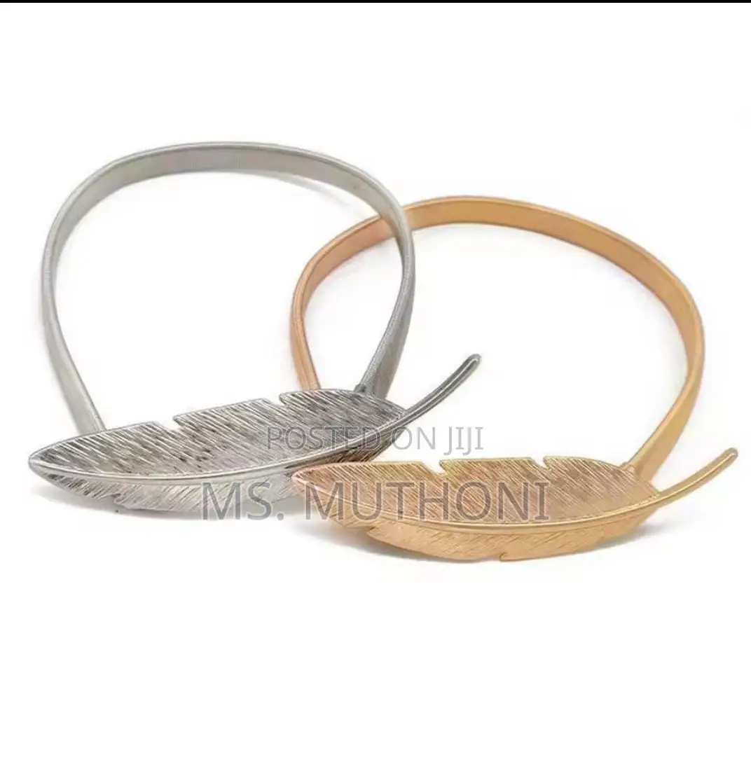 A Pair of Feather Shape Elastic, Metallic Curtain Buckles*