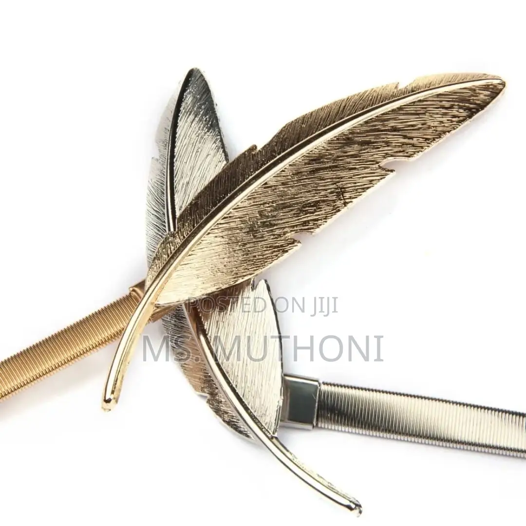 A Pair of Feather Shape Elastic, Metallic Curtain Buckles*