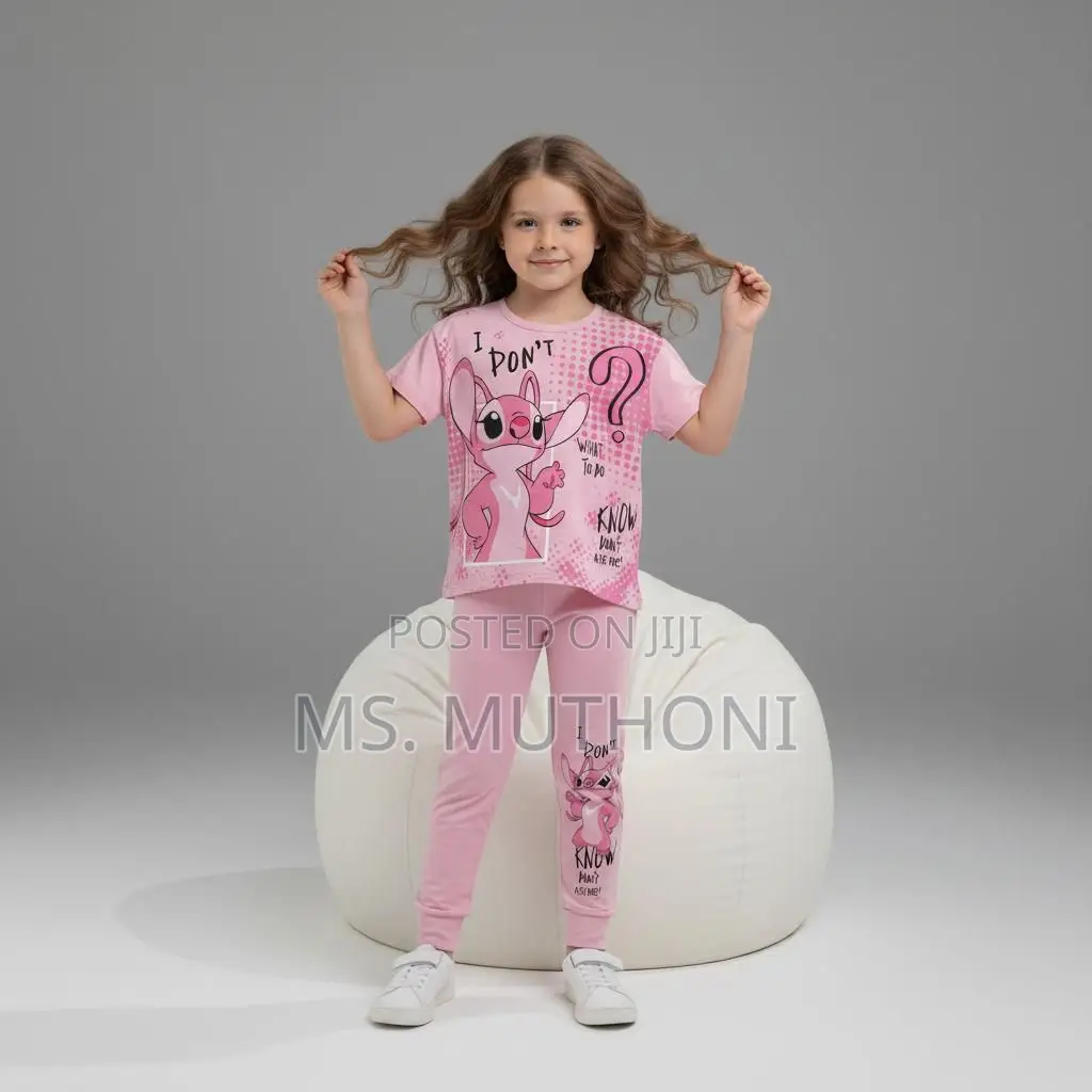 *Girls 2 Pc Pink Stitch Set 4-5