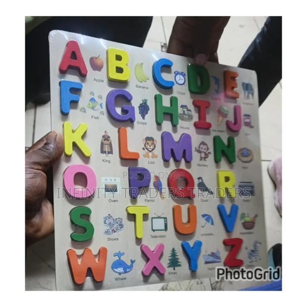 Wooden Alphabetical Puzzle With 3d Letter and Maker - main view