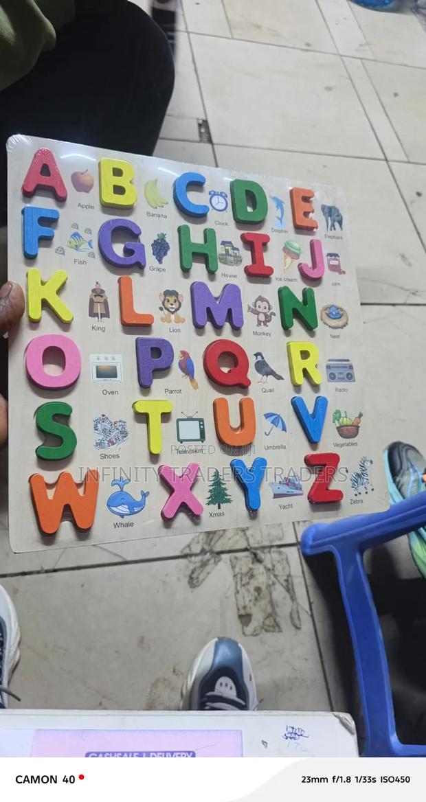 3d Wooden Capital Alphabet Puzzles With Pictures - main view