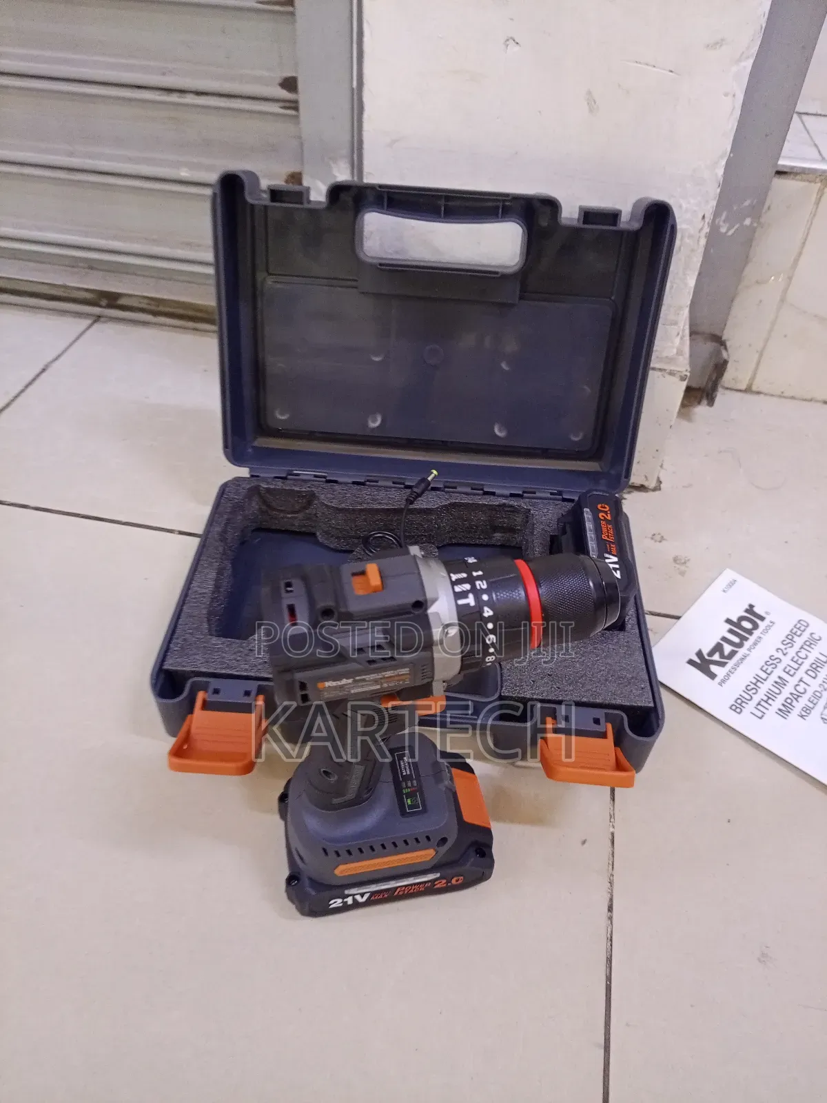 Kzubr 21 Volt Brushless Lithium Electric Impact Drill With 2 Batteries