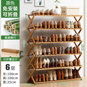 *6-Tier Folable Bamboo Shoe Rack Stand / Multifunctional Organizer*