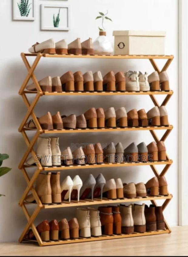 *6-Tier Foldable Bamboo Shoe Rack Stand