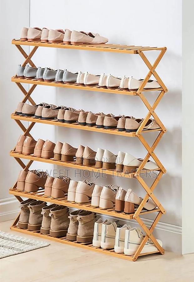 6-Tier Folable Bamboo Shoe Rack Stand :100*100*25cm