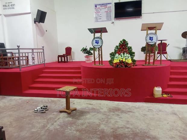Professional Church Altar Wall to Wall Red Carpets Installation