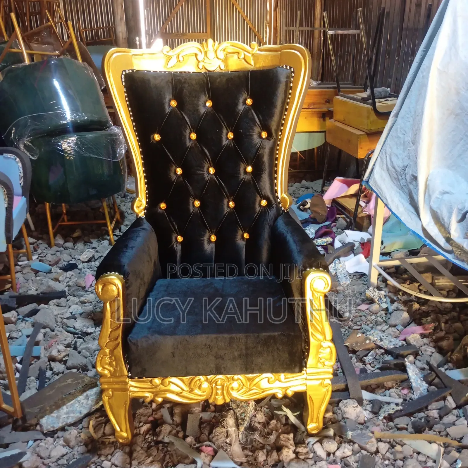 Pattern Wood Frame King Size Chair