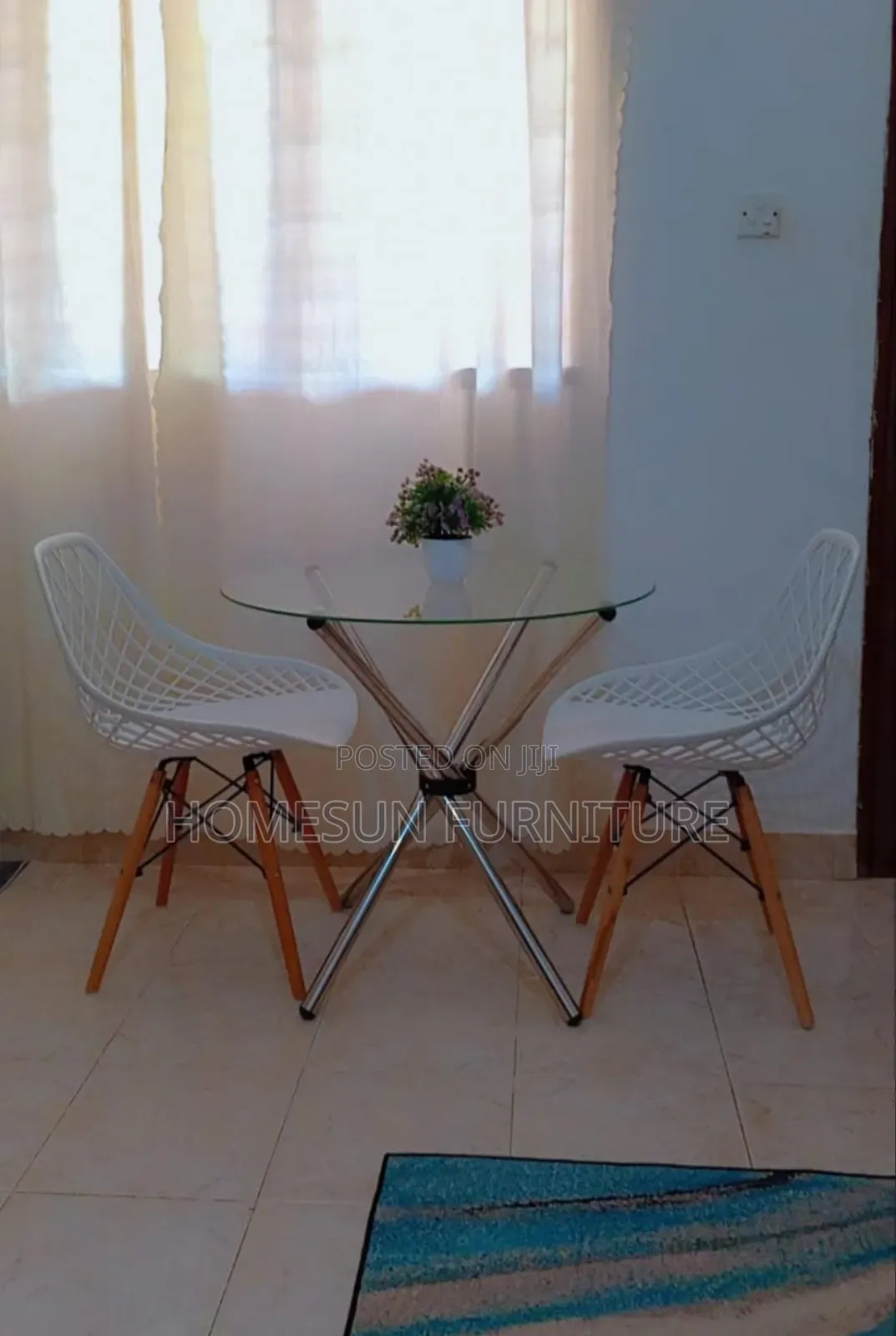 2 Seats Glass Round Table And Chairs