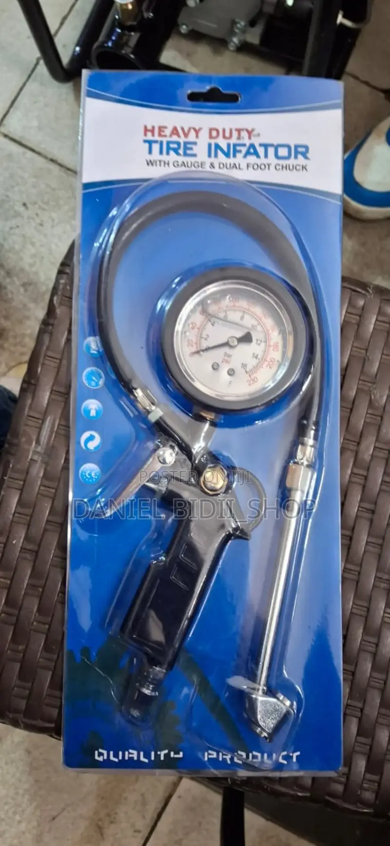 Heavy Duty Tire Infator Compressor Gauge With Foot Chuck