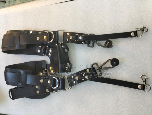 Black Leather Double Camera Strap