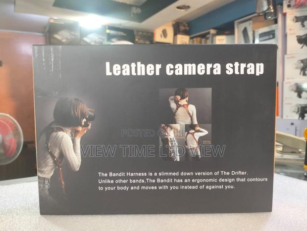 Black Leather Double Camera Strap - thumbnail 2