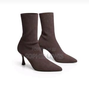 Stylish Brown Sock Ankle Boots - thumbnail 2